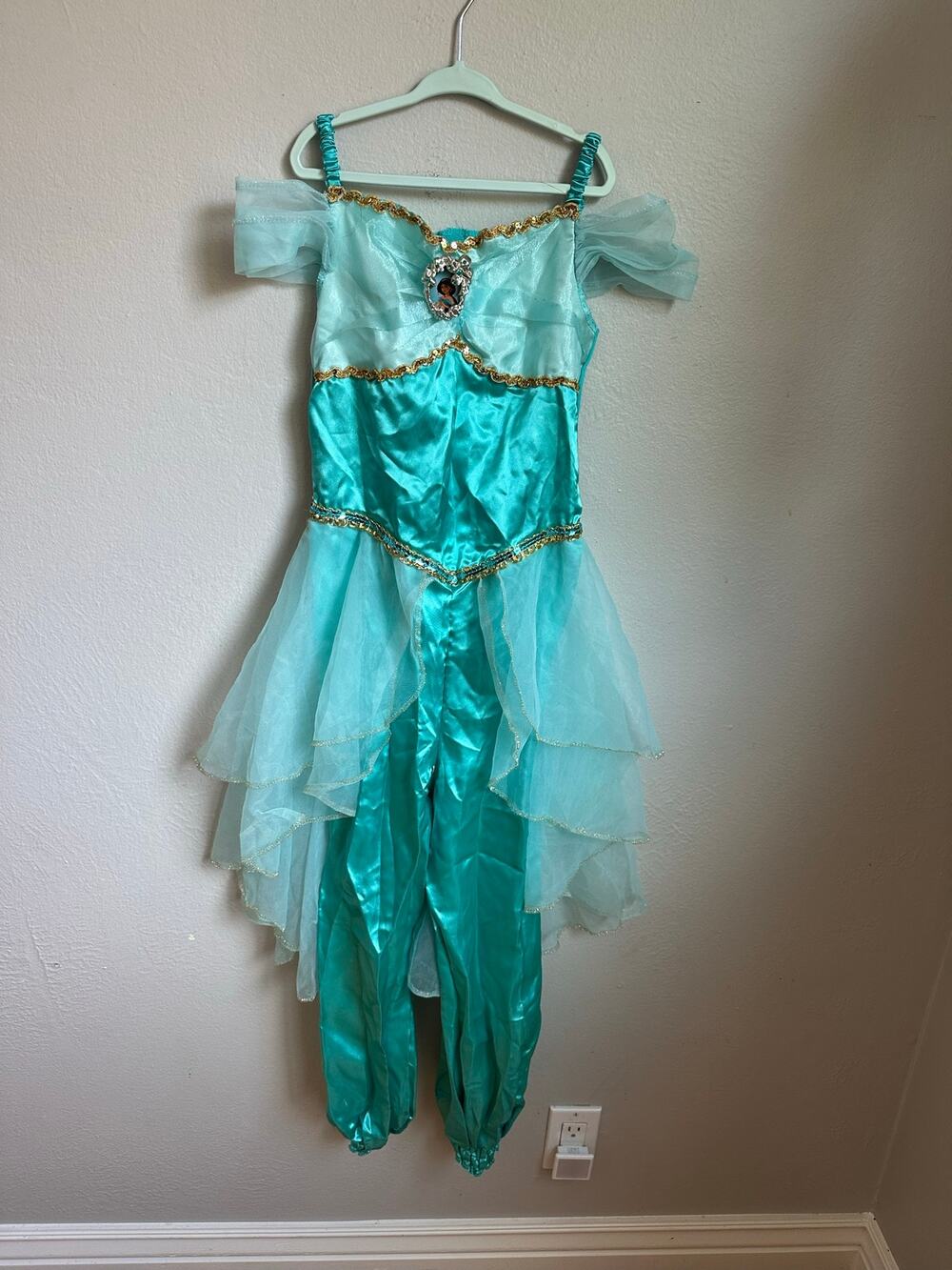 Disney Princess Jasmine Aladdin Costume Girls M 7-8 Teal Harem Pants Dress Up